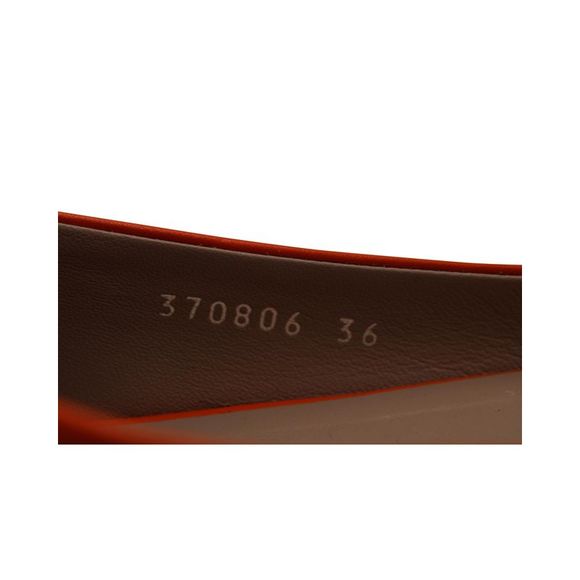 Pre Loved Gucci Silver Studded Point-Toe Ballet Flats in Orange Leather - Picture 8 of 8